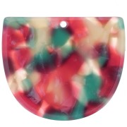 Colgante de media luna de acetato 29x34mm - Rojo - Blanco - Verde x1