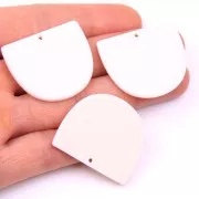 Colgante media luna en acetato mate 29x34 mm - Marfil x1