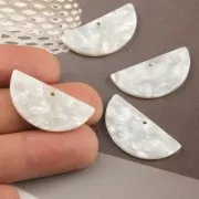 Colgante media luna acetato de celulosa 15x30.5 mm - Ecaille de tortue - Blanc nac