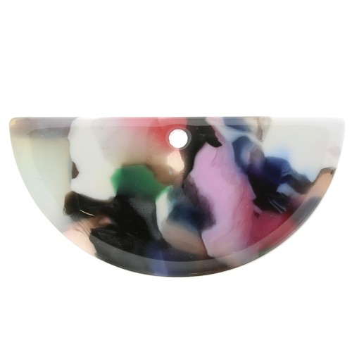 Colgante media luna acetato de celulosa 15x30.5 mm - Ecaille de tortue - Multicolo