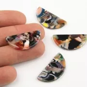 Colgante media luna acetato de celulosa 15x30.5 mm - Ecaille de tortue - Multicolo