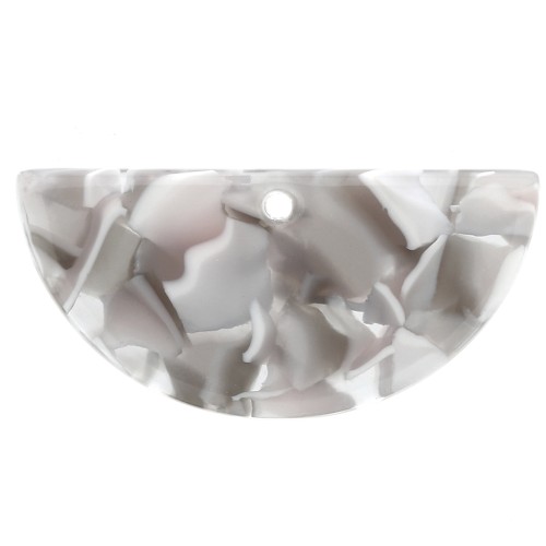 Colgante media luna acetato de celulosa 15x30.5 mm - Ecaille de tortue - Gris - Ma