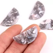 Colgante media luna acetato de celulosa 15x30.5 mm - Ecaille de tortue - Gris - Ma