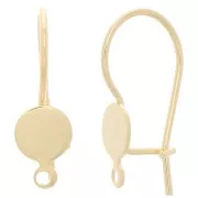 Ganchos de oreja de placa - cabujón de 6 mm con anillo cerrado - Chapado en oro x2