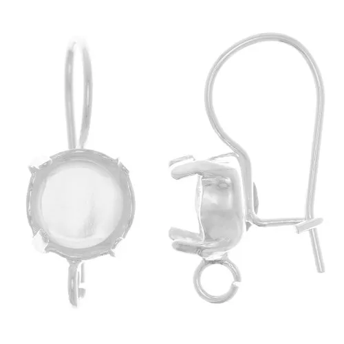 Ganchos de cabujón con anillo abierto 1028-1088 8 mm - Plata x2