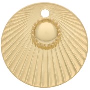 Colgante redondo efecto plisado 15 mm engaste para cabujón de 4 mm - Dorado x 1