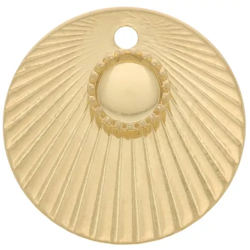 Colgante redondo efecto plisado 15 mm engaste para cabujón de 4 mm - Dorado x 1