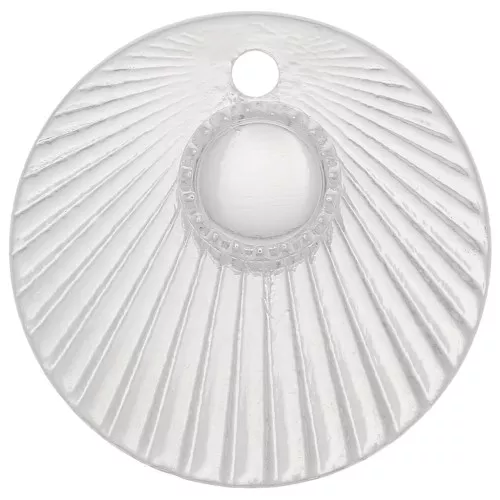 Colgante redondo efecto plisado 15 mm engaste para cabujón de 4 mm - Chapado en plata fina