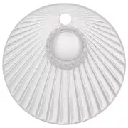 Colgante redondo efecto plisado 15 mm con engaste para cabujón de 4 mm - Plata 925 x1