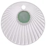 Colgante redondo efecto plisado 15 mm con engaste para cabujón de 4 mm - Plata 925 x1