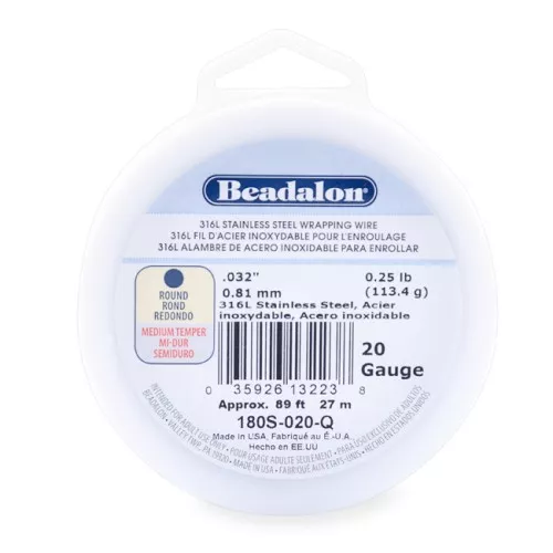 Alambre de acero inoxidable 316L redondo 0,81 mm x27m