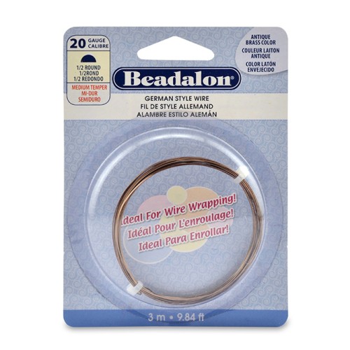 Hilo de cobre semirredondo de 0,81 mm - German Style Wire - Latón antiguo x 3 m