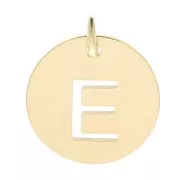 Colgante redondo 12 mm - letra E - con anilla - Acero inoxidable 304 Doré x1