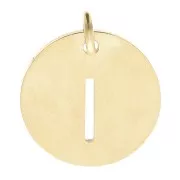 Colgante redondo 12 mm - letra I - con anilla - Acero inoxidable 304 Doré x1