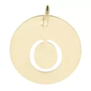 Colgante redondo 12 mm - letra O - con anilla - Acero inoxidable 304 Doré x1