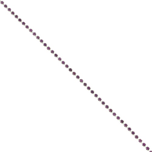 Cadena de strass de latón con cristal tallado de 2,10 mm - Plateado Amatista x50cm