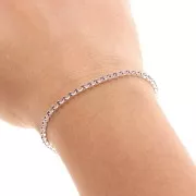 Cadena de strass de latón con cristal tallado de 2,10 mm - Plateado Amatista x50cm