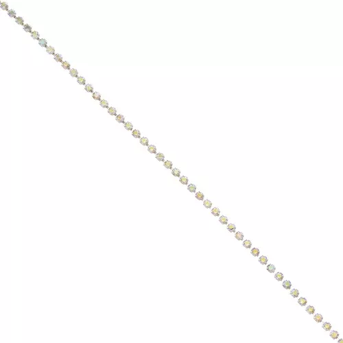 Cadena strass de latón cristal tallado de 2,10 mm - Plateado - Cristal AB x50cm