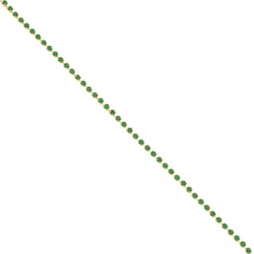 Cadena de strass de cristal tallado de 2,10 mm Dorado - Esmeralda x50cm
