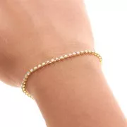 Cadena de strass de cristal tallado de 2,10 mm Dorado - Cristal AB x50cm