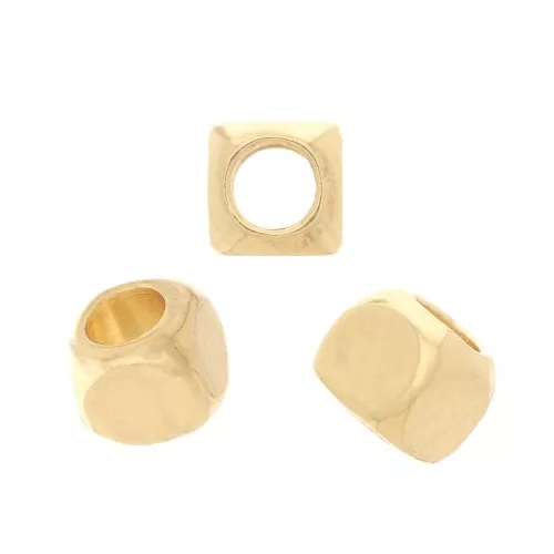Perlas de cubo de 2,5 mm - Chapado en oro x10