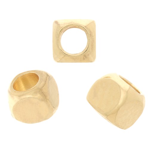 Perlas cubo de 3 mm - Chapado en oro x10