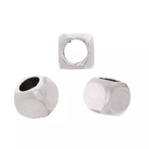Cuentas cúbicas 2,5 mm - Chapado en plata antigua x10
