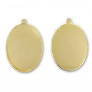 Engaste colgante ovalado fondo plano 25x18 mm dorado con oro fino x1