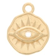 Charm irregular redondo con ojo 15x12 mm - Chapado en oro x1|raw }}