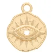 Charm irregular redondo con ojo 15x12 mm - Chapado en oro x1