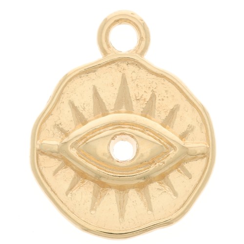 Charm irregular redondo con ojo 15x12 mm - Chapado en oro x1
