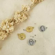 Charm irregular redondo con ojo 15x12 mm - Chapado en oro x1