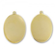 Engaste colgante ovalado fondo plano 18x13 mm dorado con oro fino x1