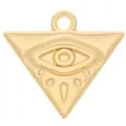 Charm de triángulo con ojo 14x16 mm - Chapado en oro x1