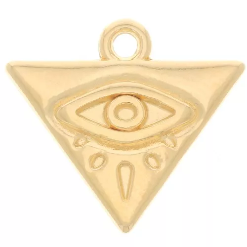 Charm de triángulo con ojo 14x16 mm - Chapado en oro x1