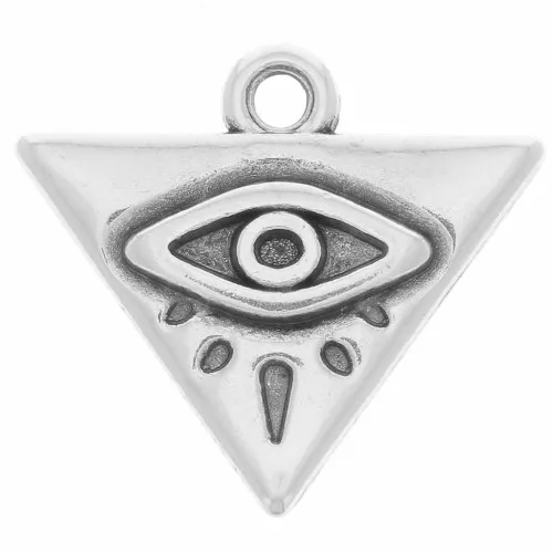 Colgante triángulo con ojo 14x16 mm - Chapado en plata antigua x1