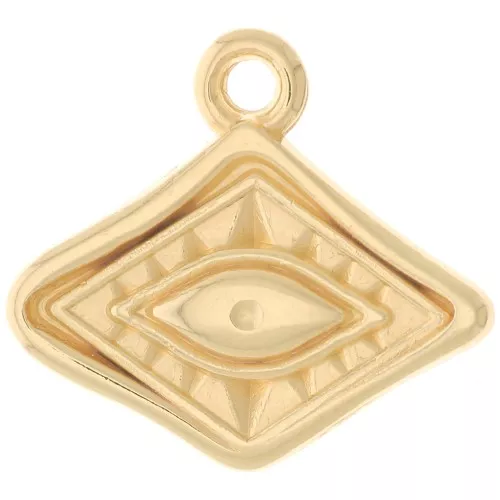 Colgante de diamante con ojo 14x15 mm - Chapado en oro x1