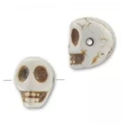 Cuenta Calavera de Howlite tintado 14 mm imitación hueso x1