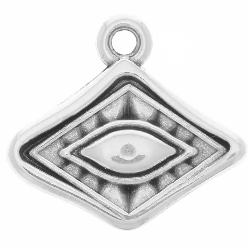 Colgante de diamante con ojo 14x15 mm - Chapado en plata antigua x1