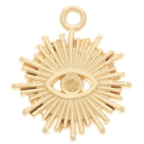 Charm Sol 17x15 mm - Motivo ojo para cabujón 1,8 mm - Chapado en oro x1