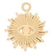 Charm Sol 17x15 mm - Motivo ojo para cabujón 1,8 mm - Chapado en oro x1
