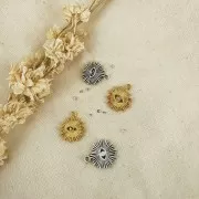 Charm Sol 17x15 mm - Motivo ojo para cabujón 1,8 mm - Chapado en oro x1