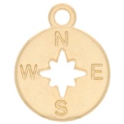 Charm redondo 17x14mm Diseño de rosa de los vientos y punto cardinal - Dorado x1|raw }}