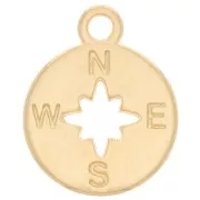 Charm redondo 17x14mm Diseño de rosa de los vientos y punto cardinal - Dorado x1