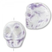 Calavera de cerámica 13x11 mm Blanco/Morado x1