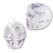Calavera de cerámica 13x11 mm Blanco/Morado x1