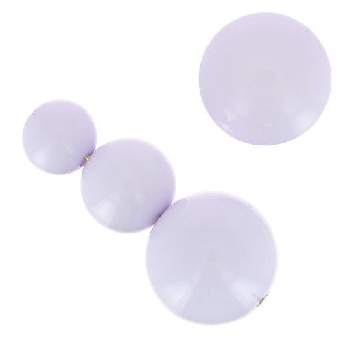 Surtido de 26 cuentas redondas de 8-10-14 mm y 2 cabujones de resina - Parme