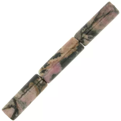 Cuentas de tubo de piedra preciosa 15x5 mm - Rodonita x5