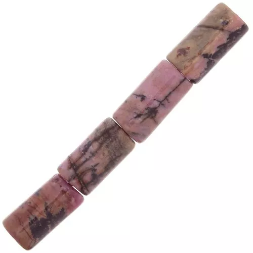 Cuentas de tubo de piedra preciosa 10x5 mm - Rodonita x5
