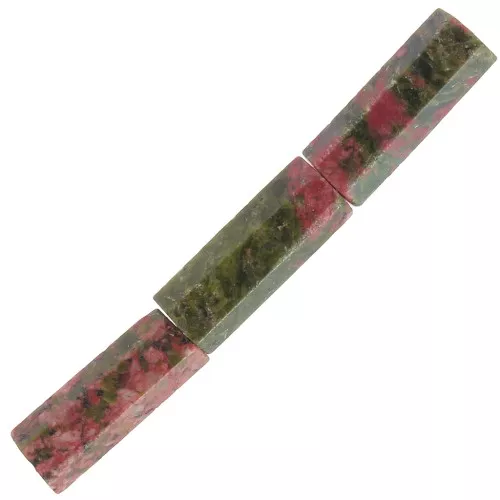 Cuentas de tubo de piedra preciosa facetada 15x5 mm - Unakita x5